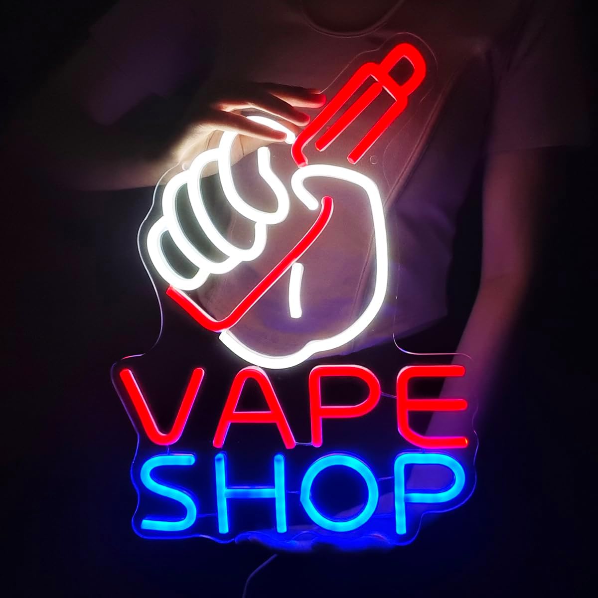 Vape Decoration - LED付き電子タバコのネオンサイン,タバコ,ビジネスストア,ロゴ付きの壁の装飾,誕生日,クリスマス,夫へのギフト