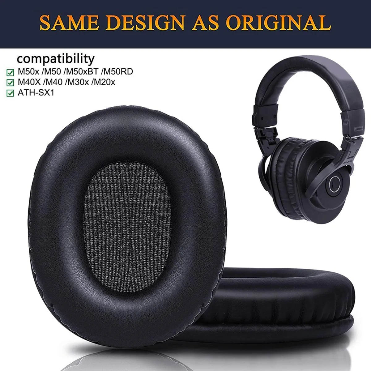 Audio Technica Headphone Ath-M20X - オーディオテクニカ,ath m50,m50x,m50xbt,m50rd,m40x,m30x,m20x,msr7,sx1と互換性のあるm50x交換用イヤパッド