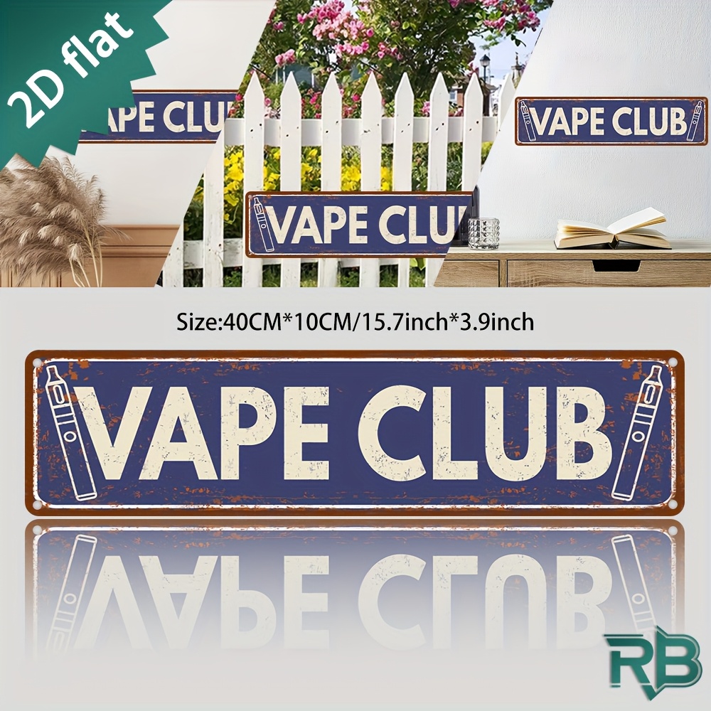 Vape Decoration - 2Dフラット - ヴィンテージメタルサイン - ベイプクラブテーマ、UVプリント耐久性のある屋内/屋外装飾、家庭、カフェ、レストラン用