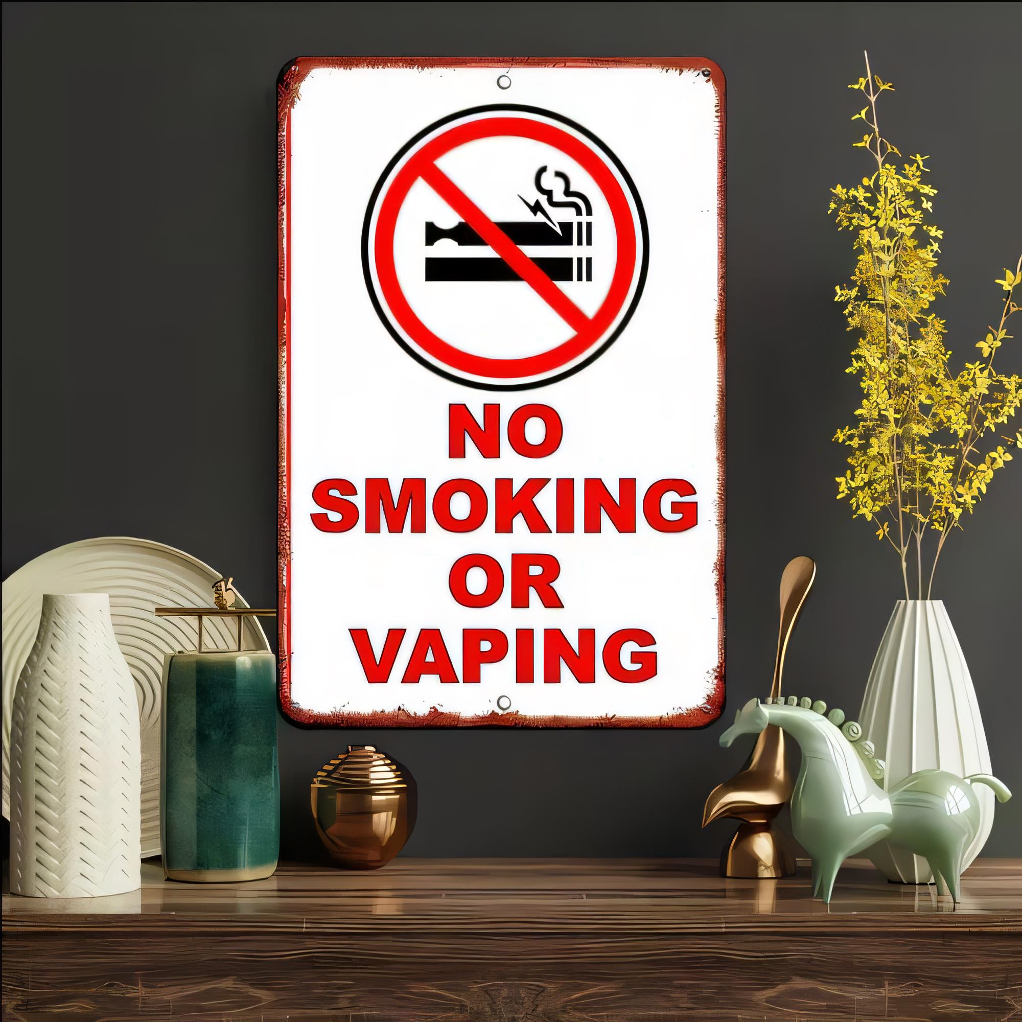 錫製看板 禁煙・禁喫煙警告 レトロメタルウォールアート ヴィ - Vaping Area のレビューと価格