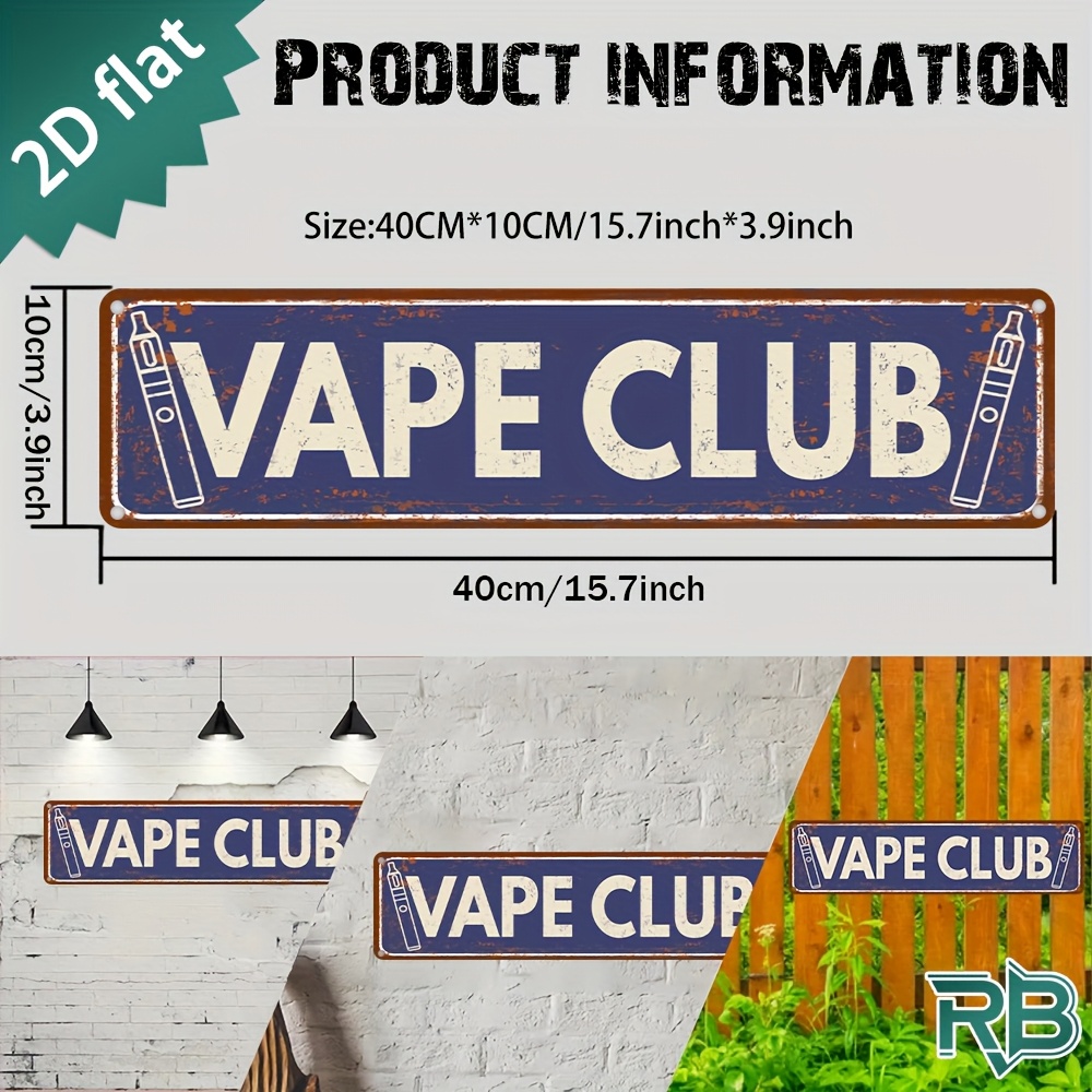 2Dフラット - ヴィンテージメタルサイン - ベイプクラブ - Vape Decoration のレビューと価格