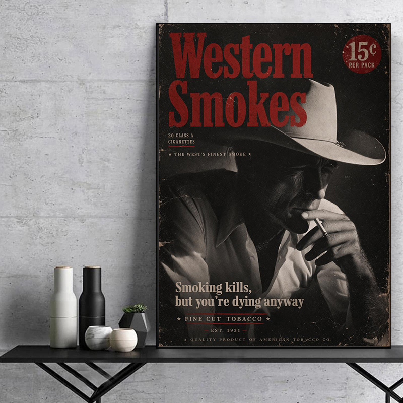 レトロカウボーイポスターヴィンテージタバコ広告プリントキャン - Vape Decoration のレビューと価格